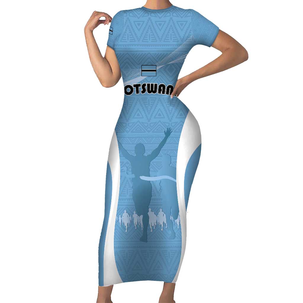 Personalized Botswana Athletics Short Sleeve Bodycon Dress Go Champions Go - Wonder Print Shop