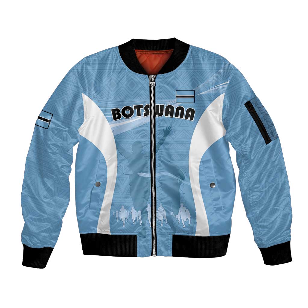 Personalized Botswana Athletics Sleeve Zip Bomber Jacket Go Champions Go - Wonder Print Shop