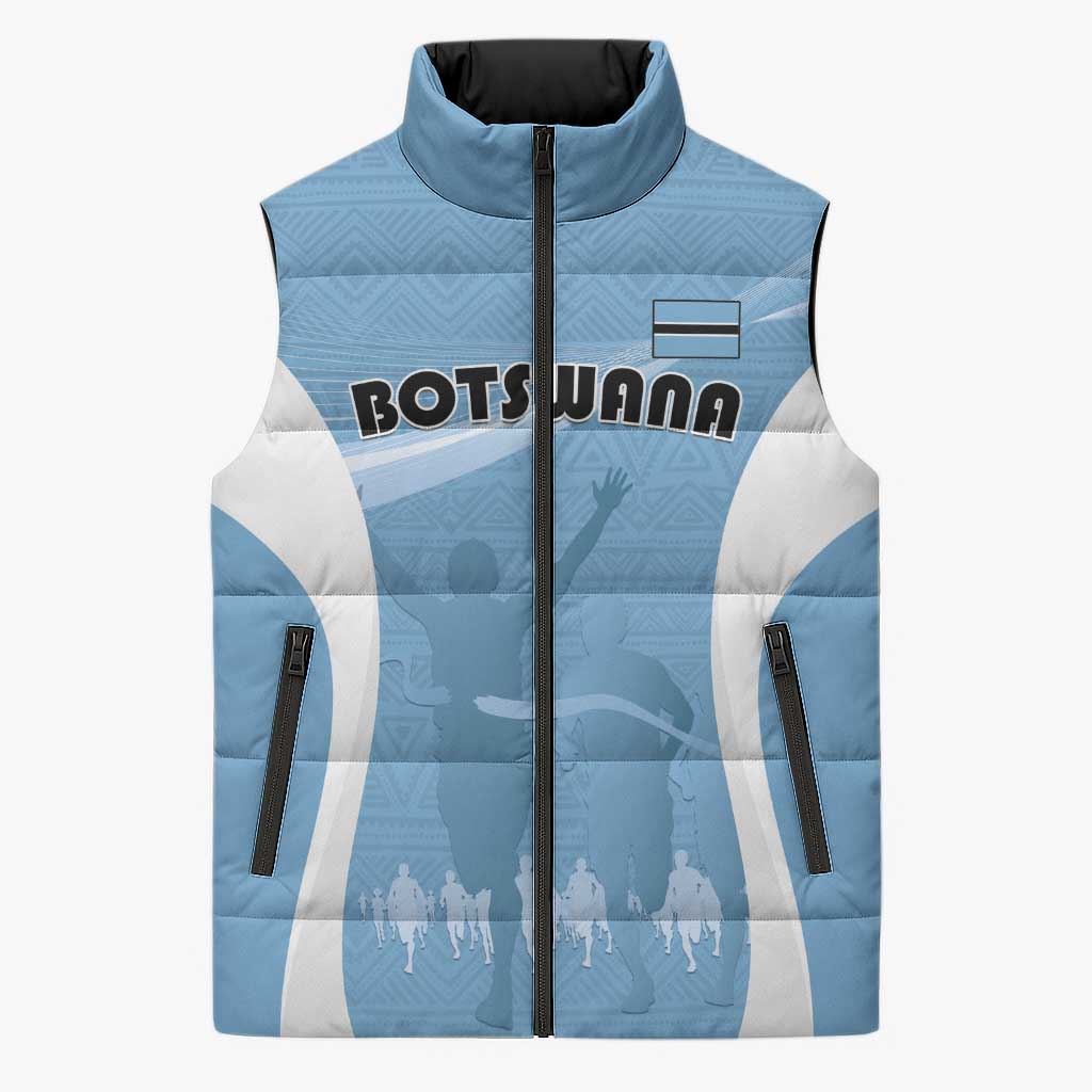 Personalized Botswana Athletics Sleeveless Puffer Jacket Go Champions Go - Wonder Print Shop