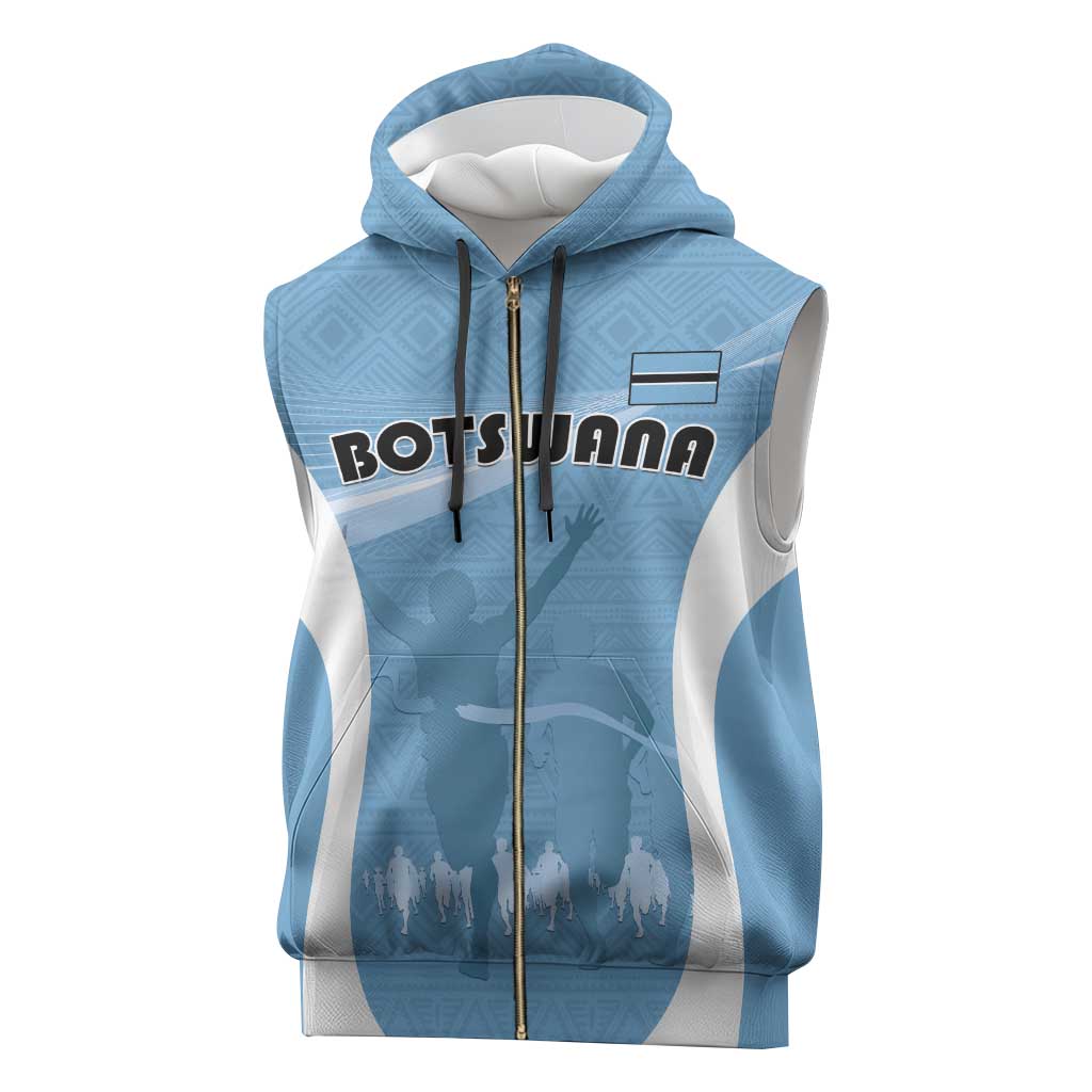 Personalized Botswana Athletics Sleeveless Zip Hoodie Go Champions Go - Wonder Print Shop