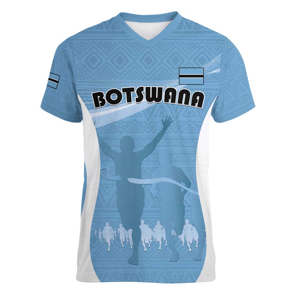 Personalized Botswana Athletics Women V-Neck T-Shirt Go Champions Go - Wonder Print Shop