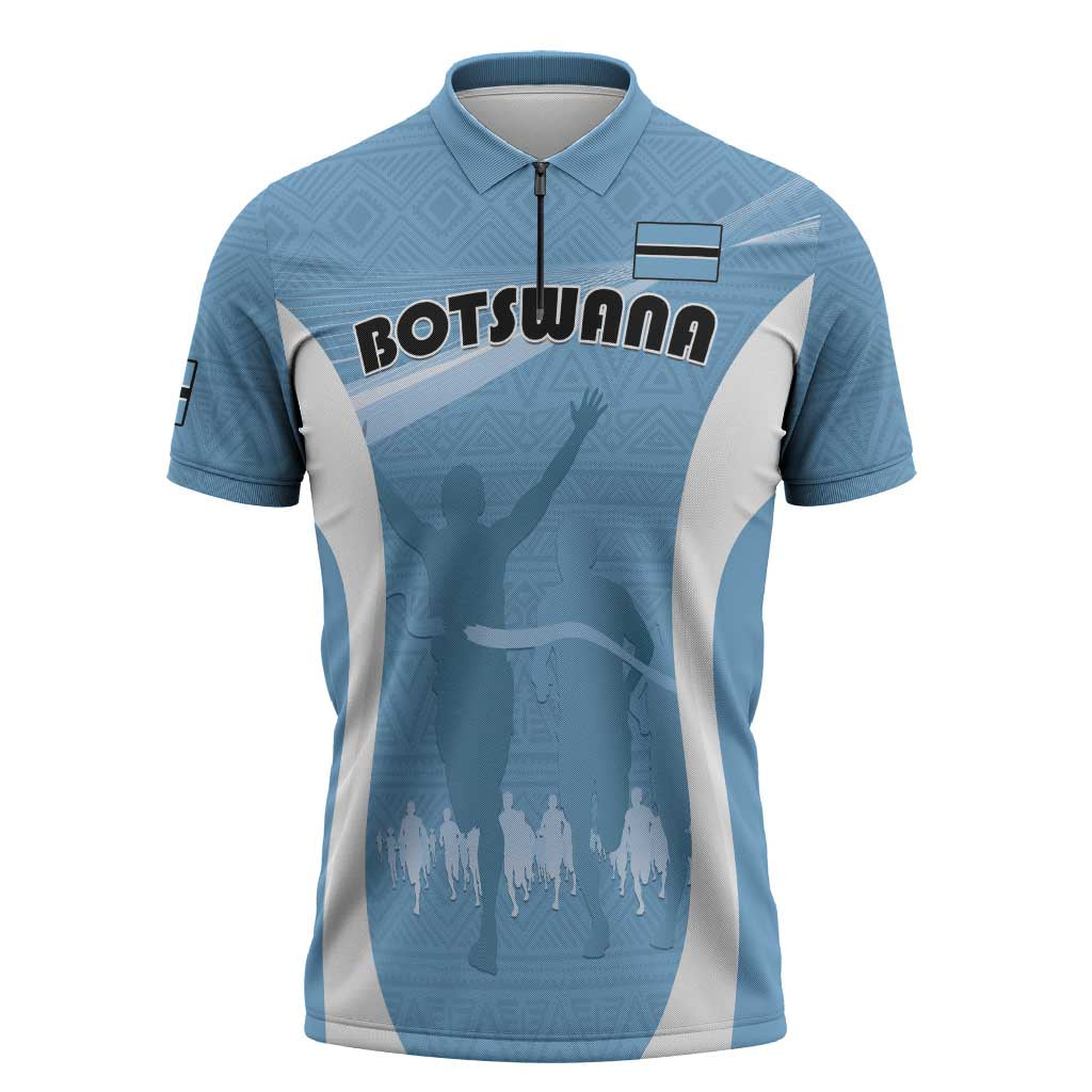 Personalized Botswana Athletics Zipper Polo Shirt Go Champions Go - Wonder Print Shop