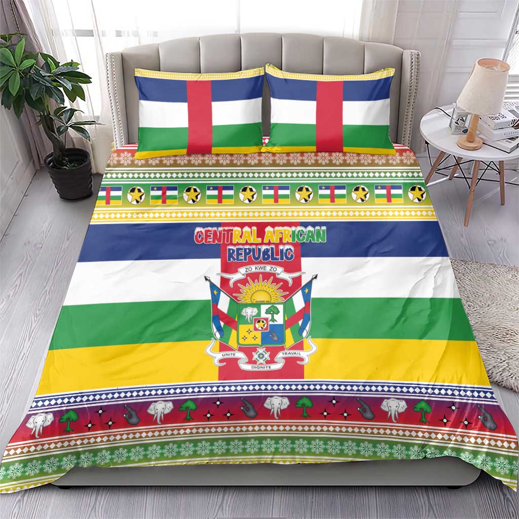 Central African Republic Christmas Bedding Set Joyeux Noel - Wonder Print Shop
