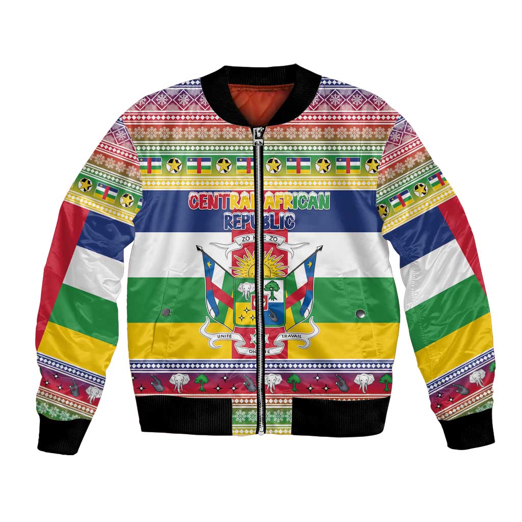 Central African Republic Christmas Bomber Jacket Joyeux Noel - Wonder Print Shop