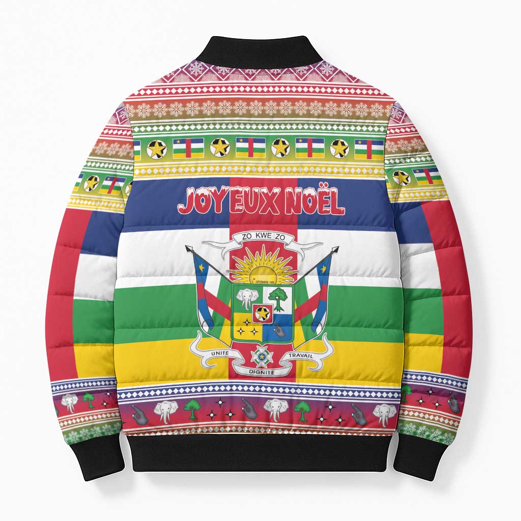 Central African Republic Christmas Bomber Puffer Jacket Joyeux Noel - Wonder Print Shop