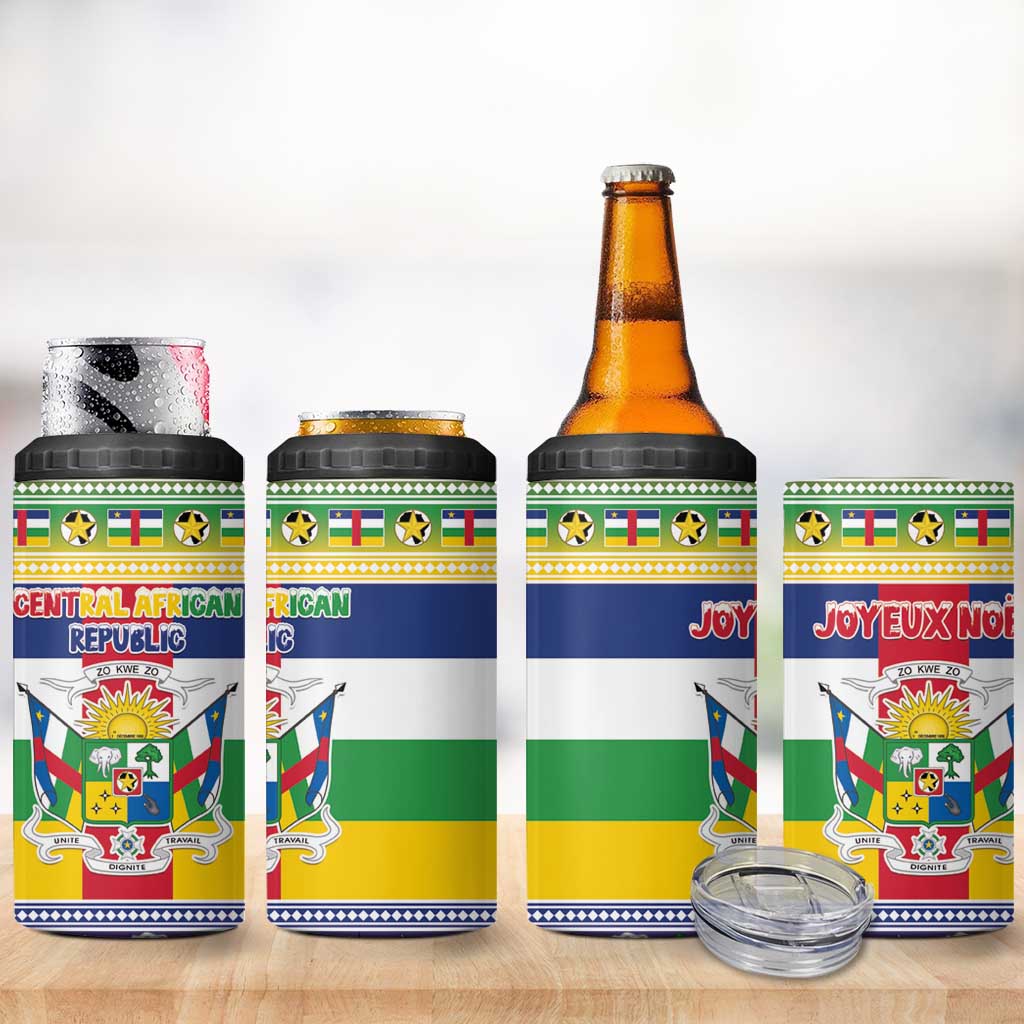 Central African Republic Christmas 4 in 1 Can Cooler Tumbler Joyeux Noel - Wonder Print Shop