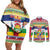 Central African Republic Christmas Couples Matching Off Shoulder Short Dress and Long Sleeve Button Shirt Joyeux Noel - Wonder Print Shop