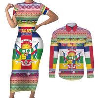 Central African Republic Christmas Couples Matching Short Sleeve Bodycon Dress and Long Sleeve Button Shirt Joyeux Noel - Wonder Print Shop