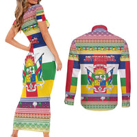 Central African Republic Christmas Couples Matching Short Sleeve Bodycon Dress and Long Sleeve Button Shirt Joyeux Noel - Wonder Print Shop