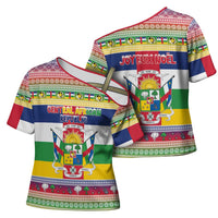 Central African Republic Christmas Cross Shoulder Shirt Joyeux Noel - Wonder Print Shop