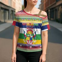 Central African Republic Christmas Cross Shoulder Shirt Joyeux Noel - Wonder Print Shop