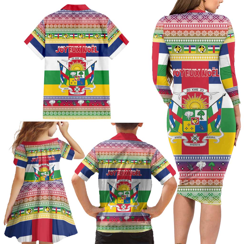 Central African Republic Christmas Family Matching Long Sleeve Bodycon Dress and Hawaiian Shirt Joyeux Noel - Wonder Print Shop