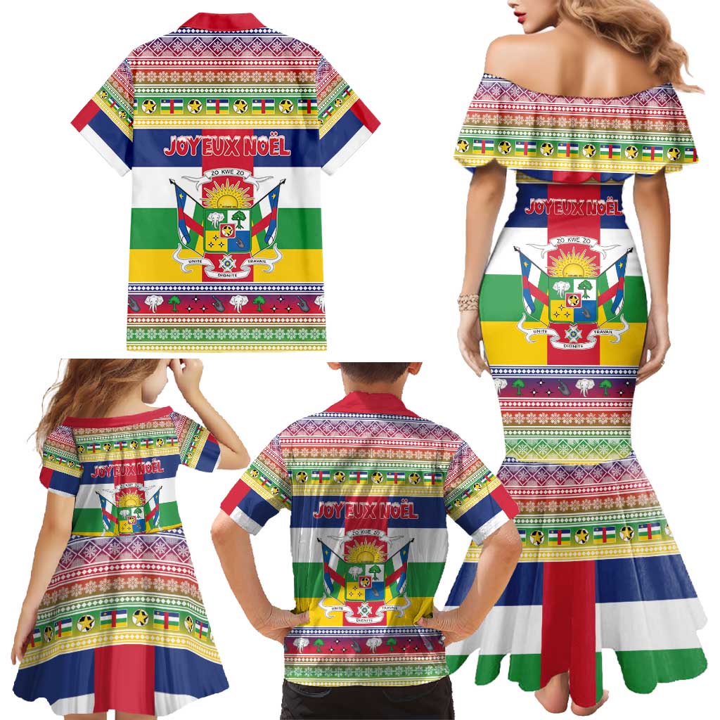 Central African Republic Christmas Family Matching Mermaid Dress and Hawaiian Shirt Joyeux Noel - Wonder Print Shop
