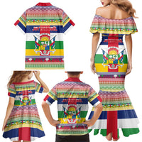 Central African Republic Christmas Family Matching Mermaid Dress and Hawaiian Shirt Joyeux Noel - Wonder Print Shop