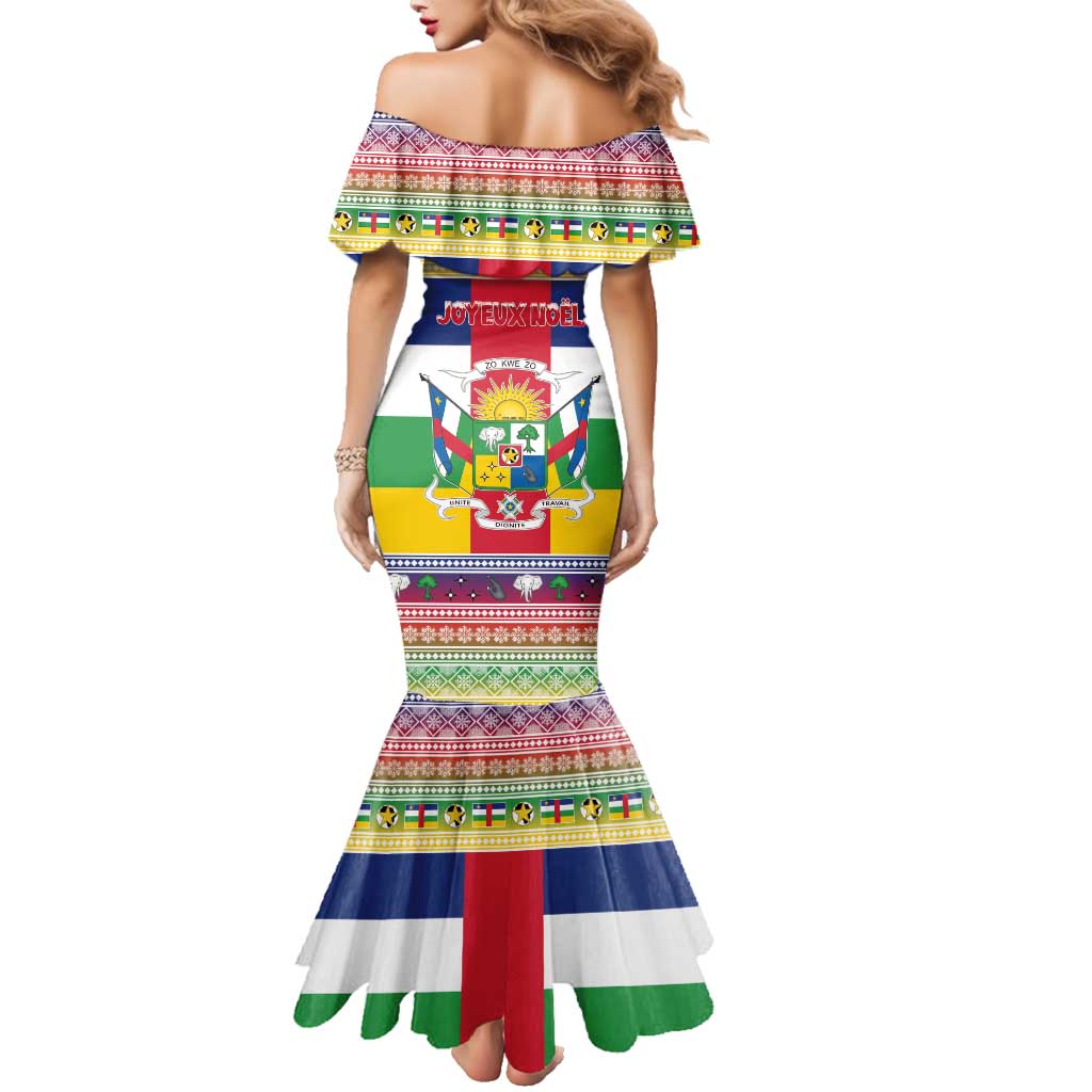 Central African Republic Christmas Family Matching Mermaid Dress and Hawaiian Shirt Joyeux Noel - Wonder Print Shop