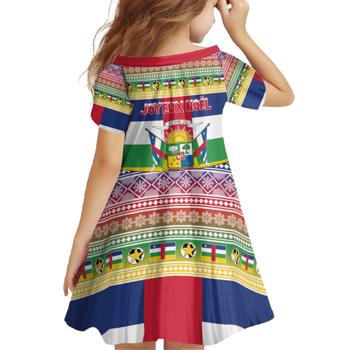 Central African Republic Christmas Family Matching Off The Shoulder Long Sleeve Dress and Hawaiian Shirt Joyeux Noel - Wonder Print Shop