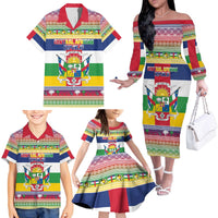 Central African Republic Christmas Family Matching Off The Shoulder Long Sleeve Dress and Hawaiian Shirt Joyeux Noel - Wonder Print Shop