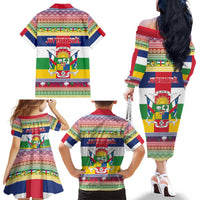 Central African Republic Christmas Family Matching Off The Shoulder Long Sleeve Dress and Hawaiian Shirt Joyeux Noel - Wonder Print Shop