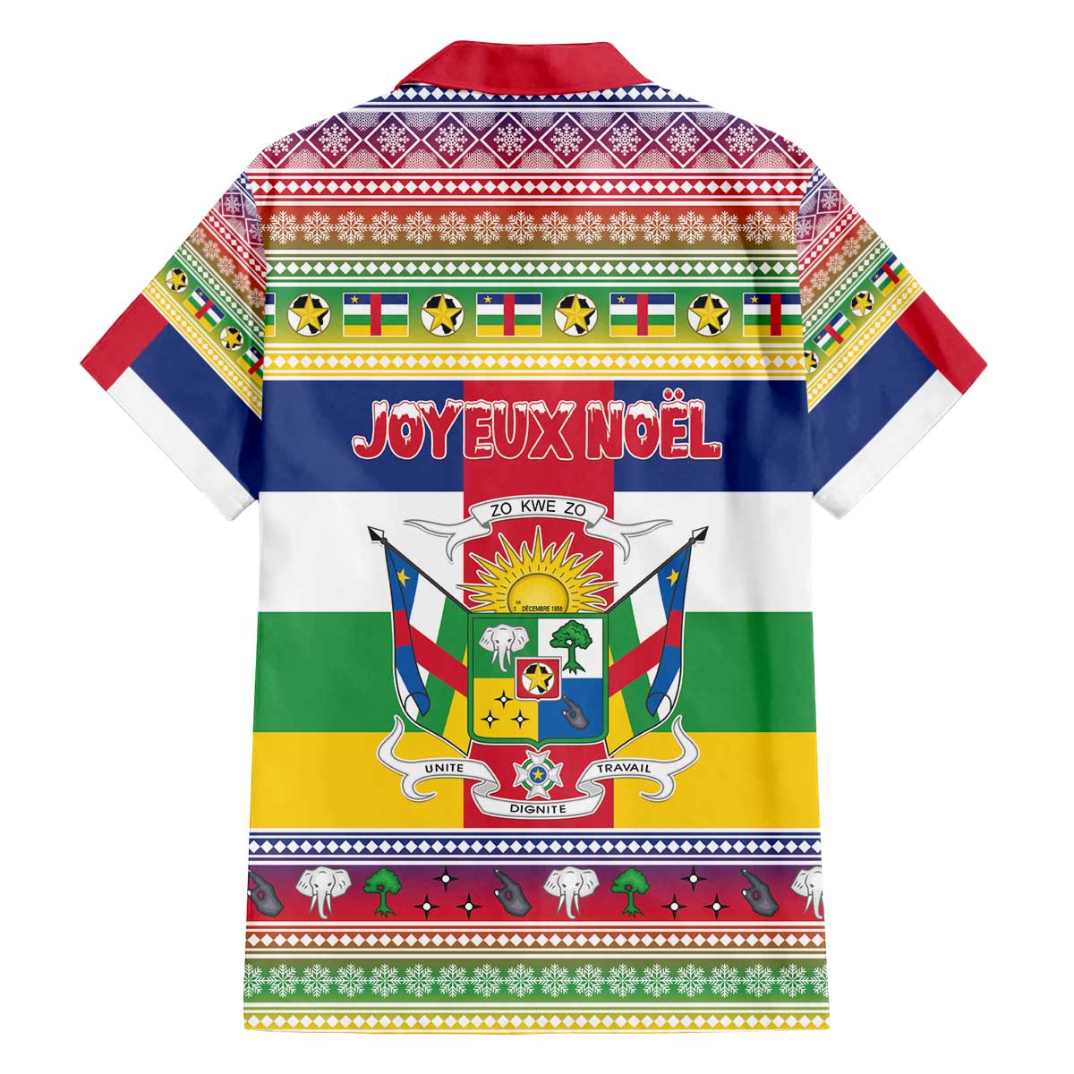 Central African Republic Christmas Family Matching Off The Shoulder Long Sleeve Dress and Hawaiian Shirt Joyeux Noel - Wonder Print Shop