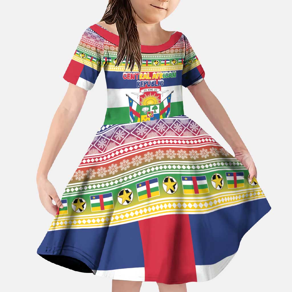 Central African Republic Christmas Family Matching Off Shoulder Maxi Dress and Hawaiian Shirt Joyeux Noel - Wonder Print Shop