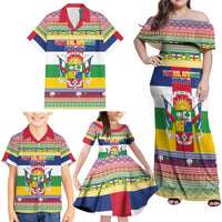 Central African Republic Christmas Family Matching Off Shoulder Maxi Dress and Hawaiian Shirt Joyeux Noel - Wonder Print Shop