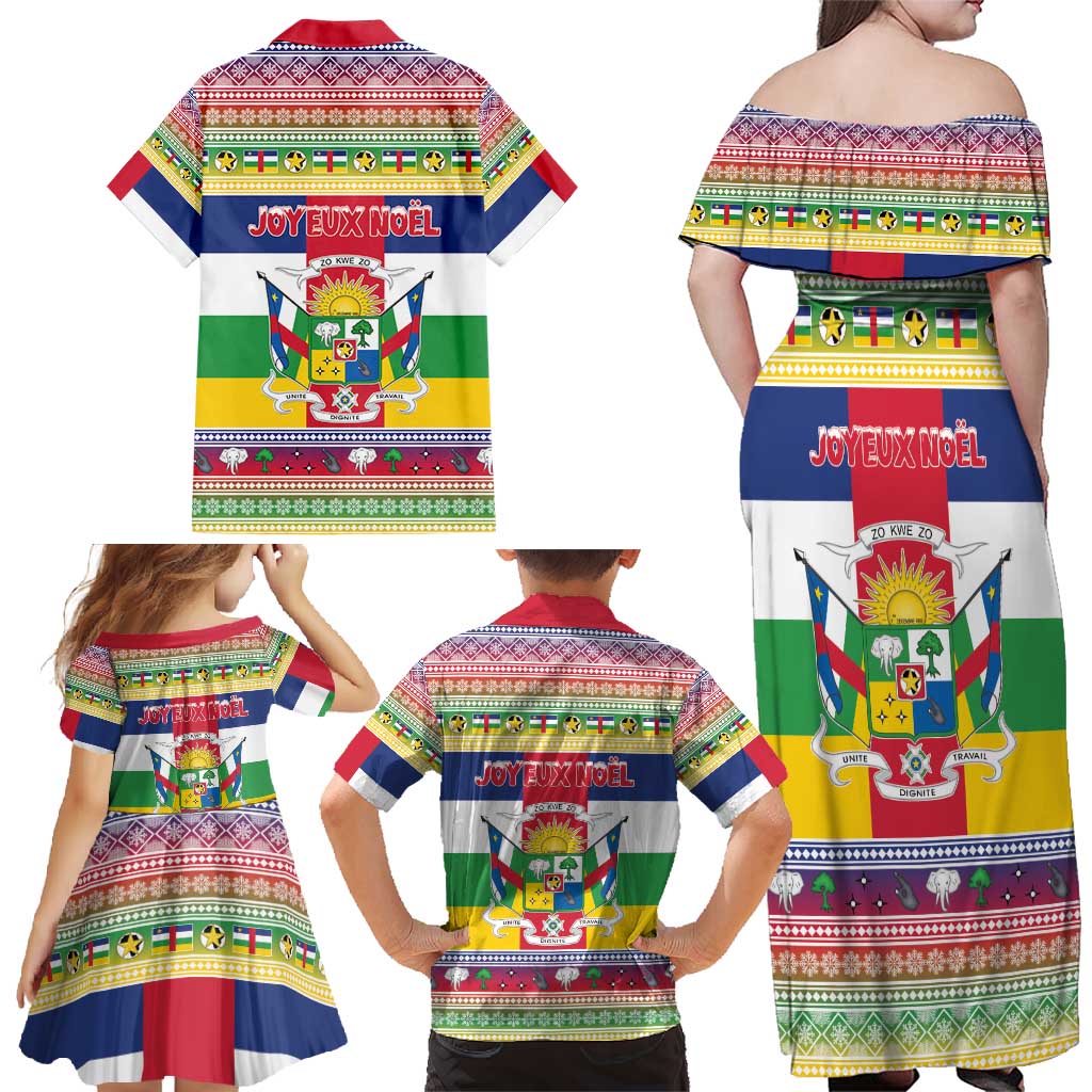 Central African Republic Christmas Family Matching Off Shoulder Maxi Dress and Hawaiian Shirt Joyeux Noel - Wonder Print Shop