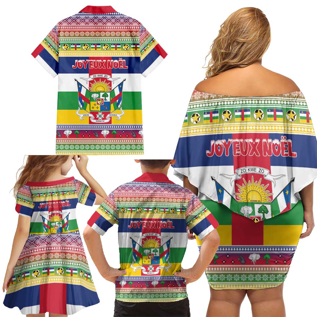 Central African Republic Christmas Family Matching Off Shoulder Short Dress and Hawaiian Shirt Joyeux Noel - Wonder Print Shop