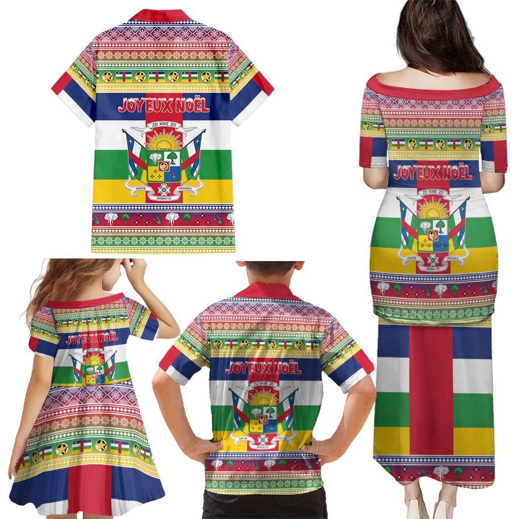 Central African Republic Christmas Family Matching Puletasi and Hawaiian Shirt Joyeux Noel - Wonder Print Shop
