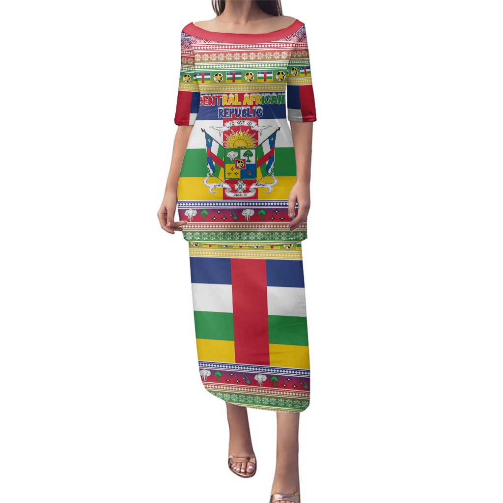 Central African Republic Christmas Family Matching Puletasi and Hawaiian Shirt Joyeux Noel - Wonder Print Shop
