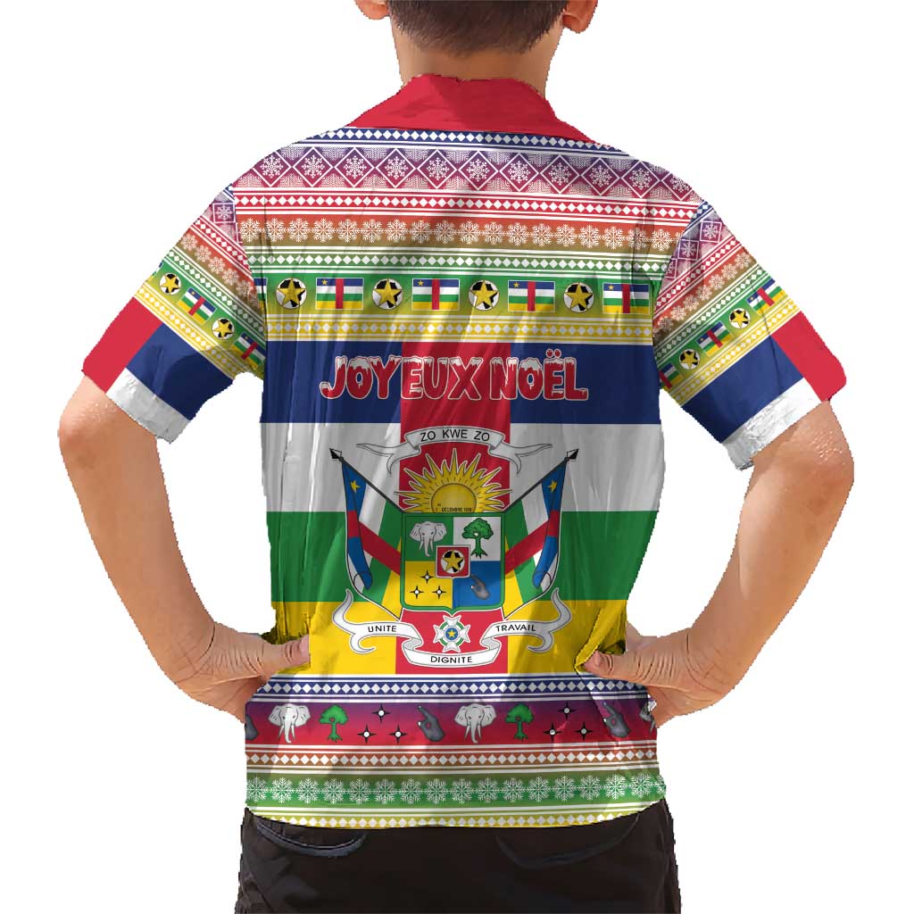 Central African Republic Christmas Family Matching Short Sleeve Bodycon Dress and Hawaiian Shirt Joyeux Noel - Wonder Print Shop