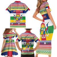 Central African Republic Christmas Family Matching Short Sleeve Bodycon Dress and Hawaiian Shirt Joyeux Noel - Wonder Print Shop