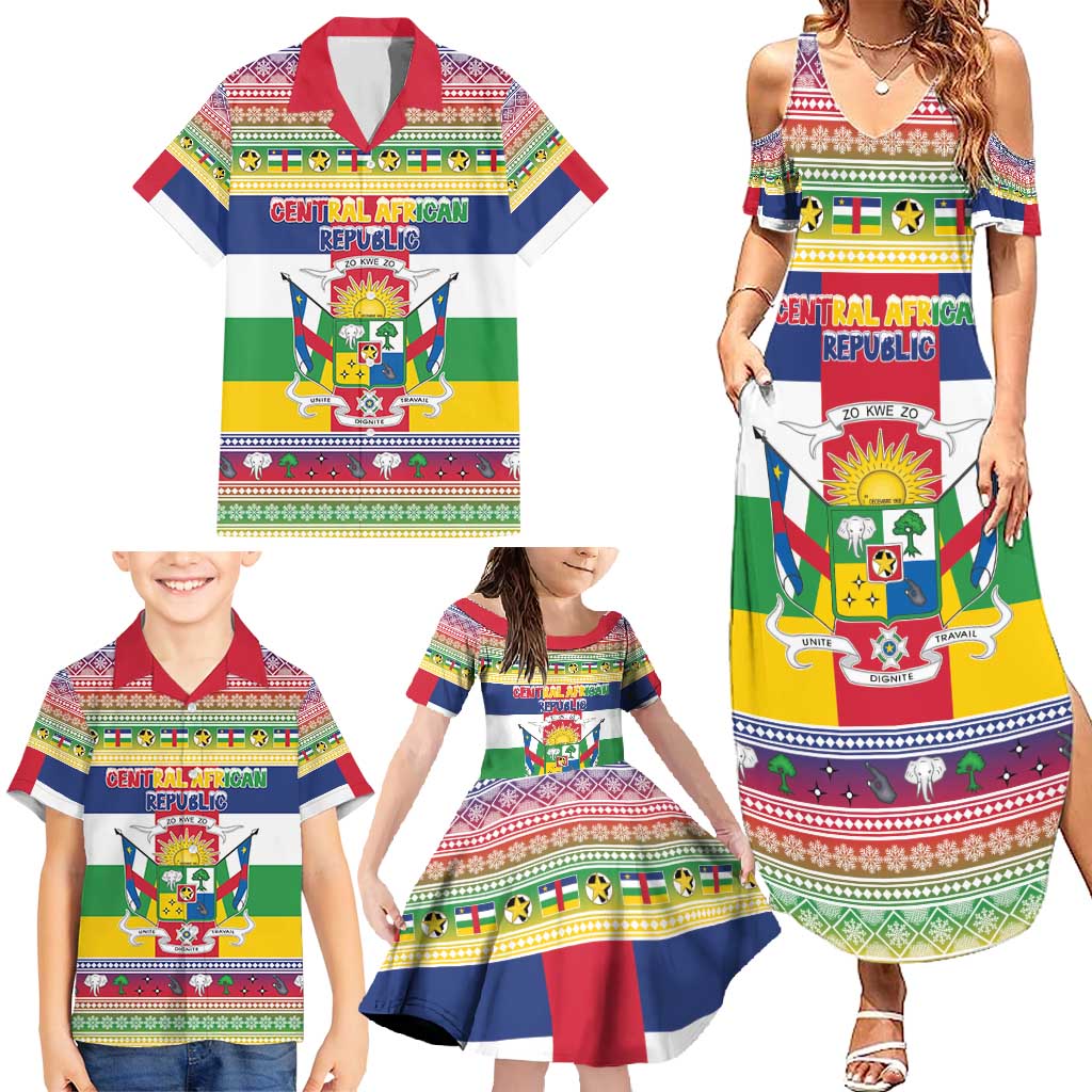 Central African Republic Christmas Family Matching Summer Maxi Dress and Hawaiian Shirt Joyeux Noel - Wonder Print Shop