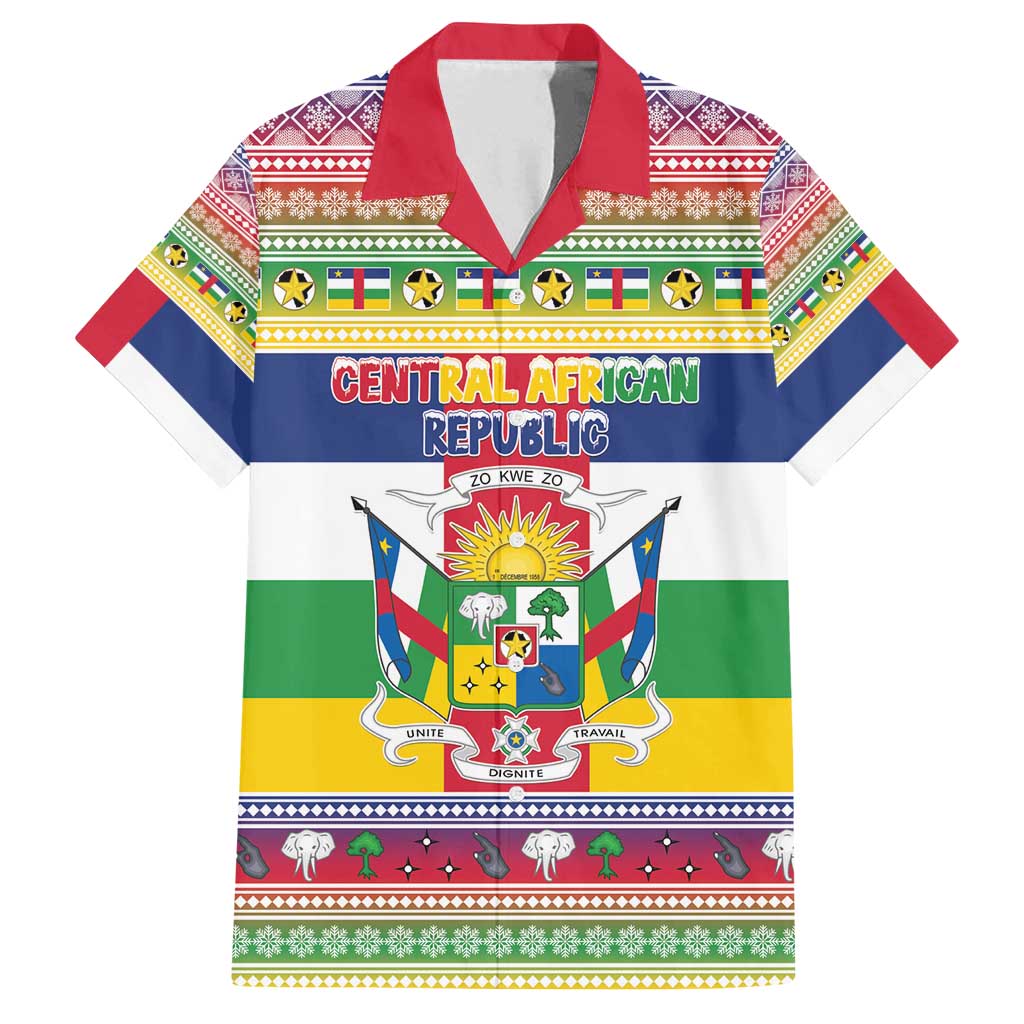 Central African Republic Christmas Family Matching Summer Maxi Dress and Hawaiian Shirt Joyeux Noel - Wonder Print Shop
