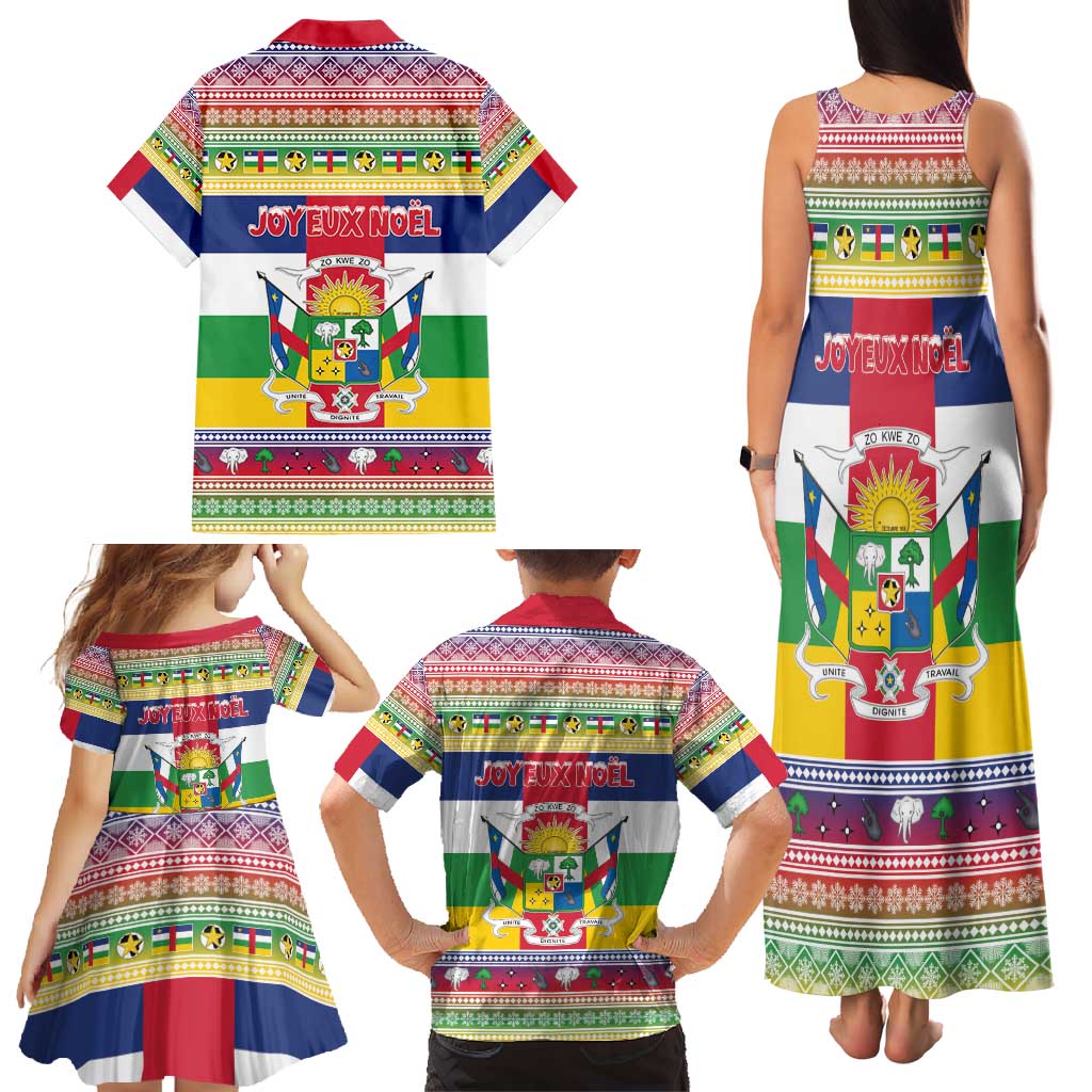 Central African Republic Christmas Family Matching Tank Maxi Dress and Hawaiian Shirt Joyeux Noel - Wonder Print Shop