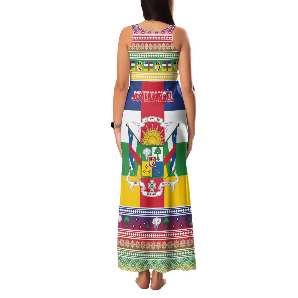 Central African Republic Christmas Family Matching Tank Maxi Dress and Hawaiian Shirt Joyeux Noel - Wonder Print Shop