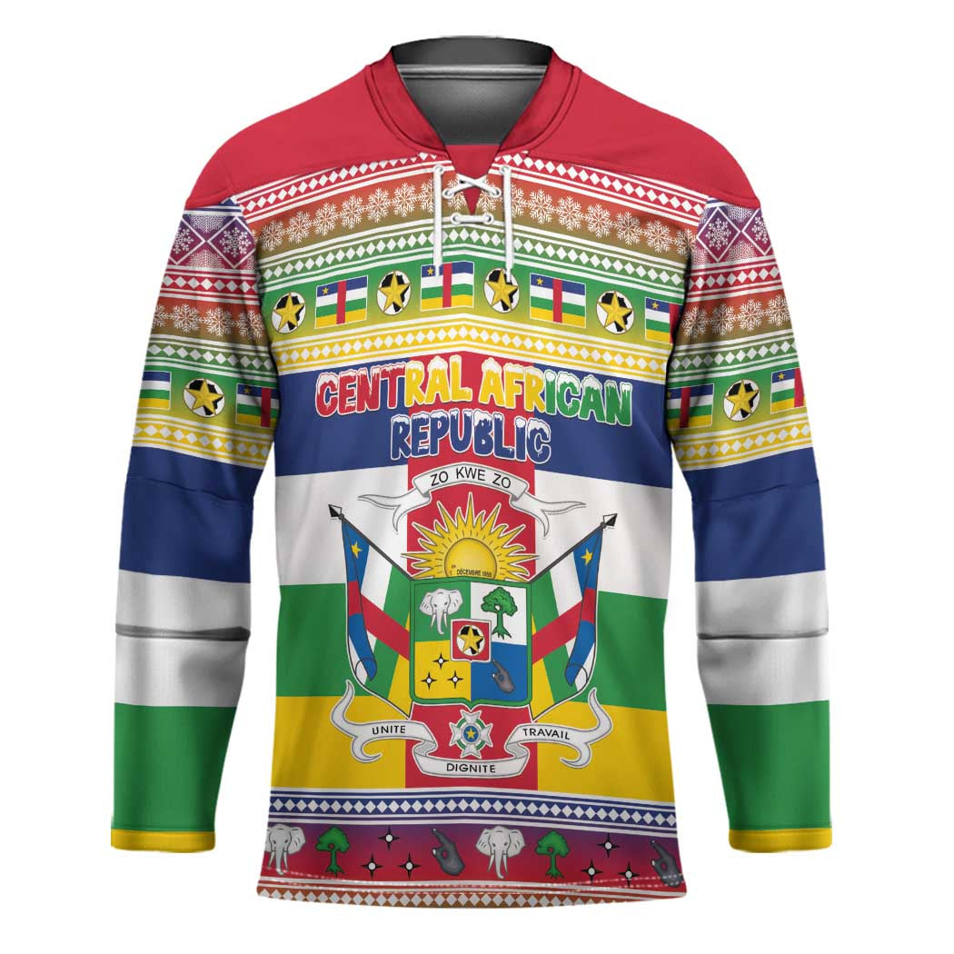 Central African Republic Christmas Hockey Jersey Joyeux Noel - Wonder Print Shop