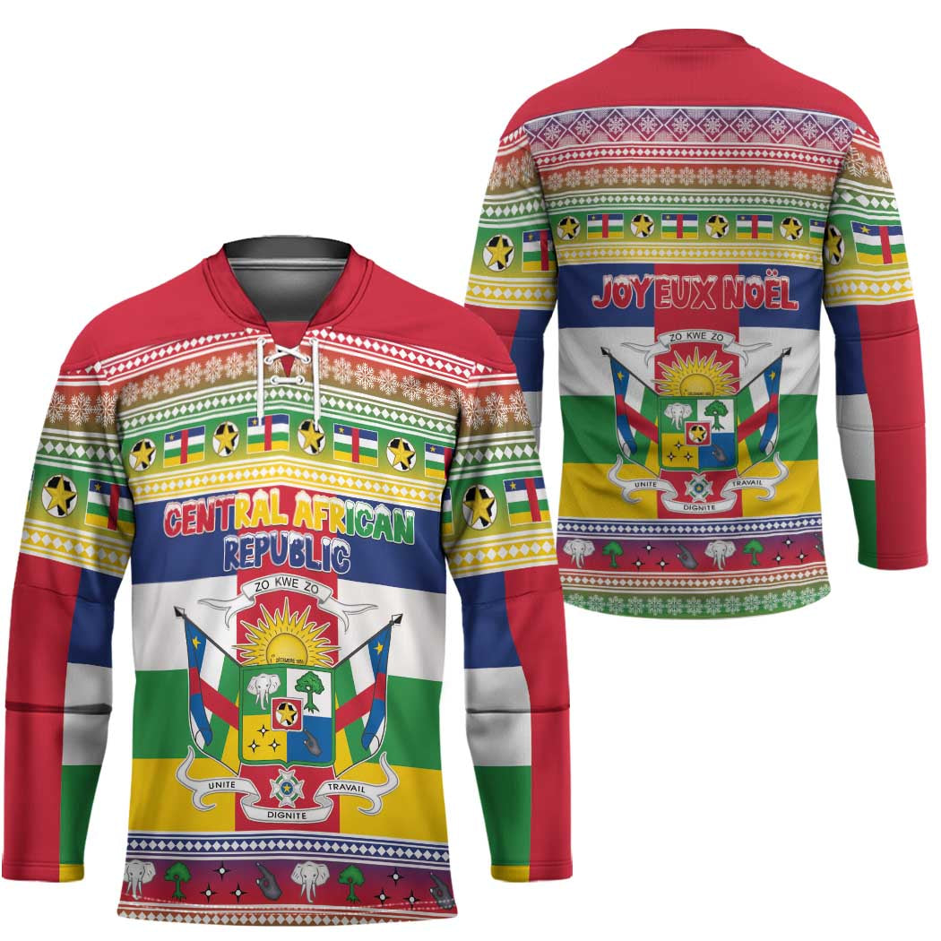 Central African Republic Christmas Hockey Jersey Joyeux Noel - Wonder Print Shop