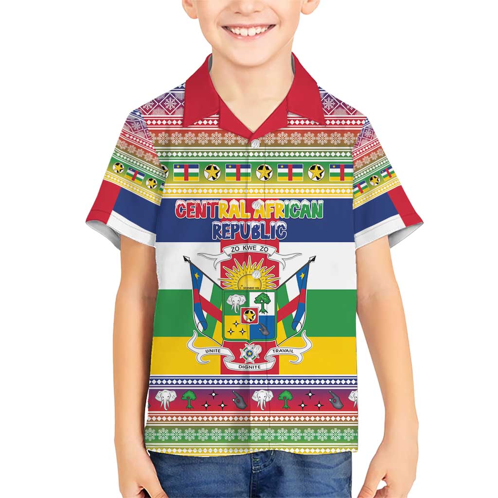 Central African Republic Christmas Kid Hawaiian Shirt Joyeux Noel - Wonder Print Shop