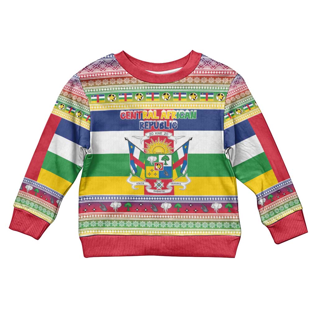 Central African Republic Christmas Kid Ugly Christmas Sweater Joyeux Noel - Wonder Print Shop