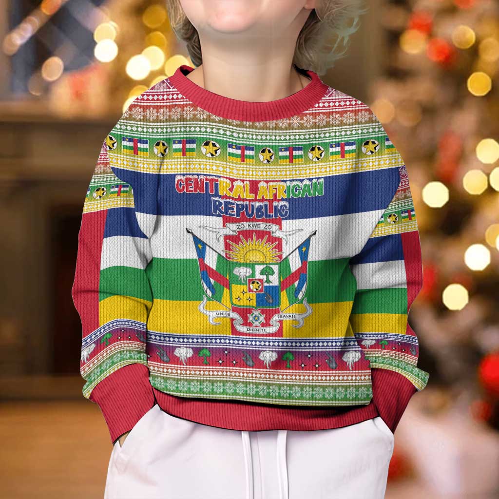 Central African Republic Christmas Kid Ugly Christmas Sweater Joyeux Noel - Wonder Print Shop