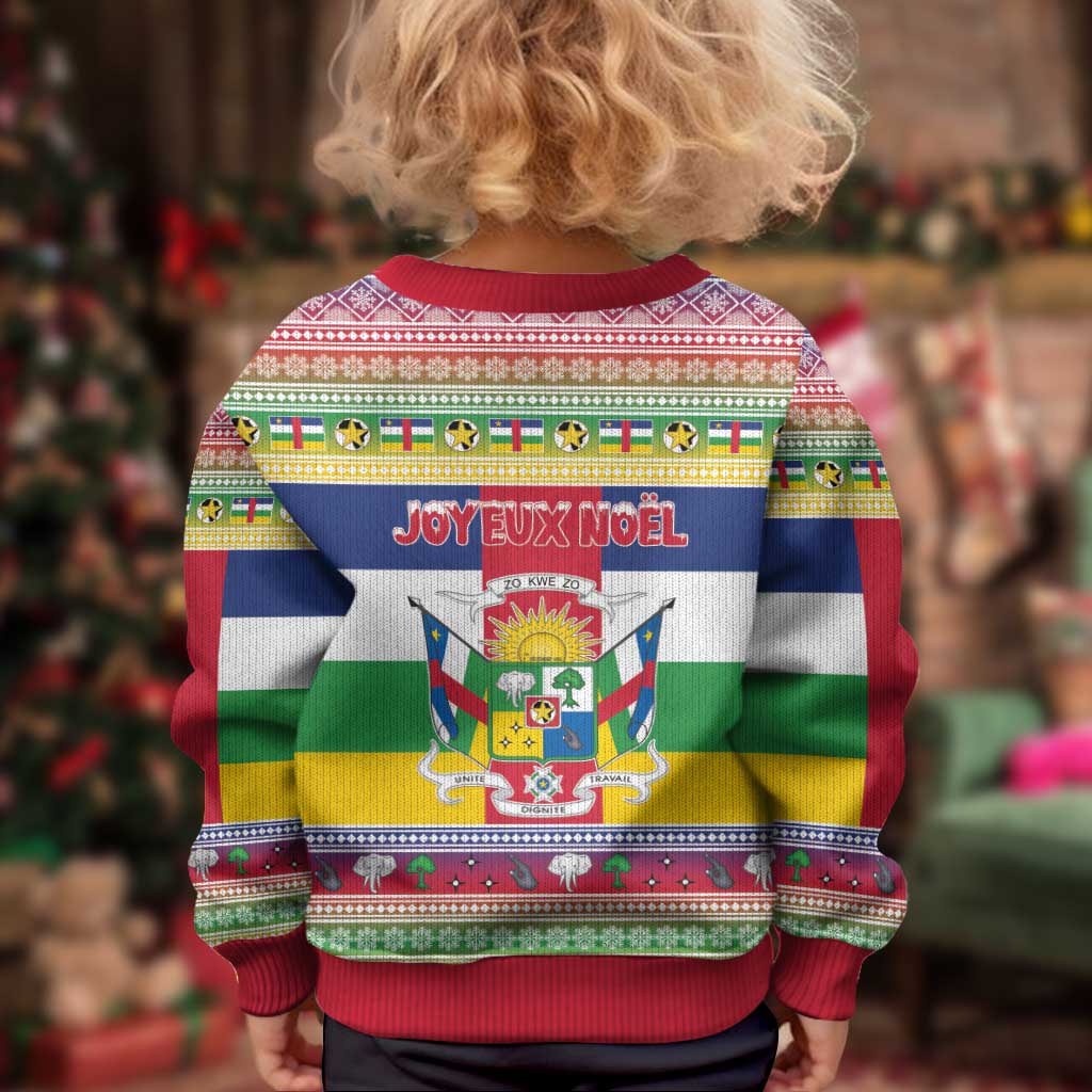 Central African Republic Christmas Kid Ugly Christmas Sweater Joyeux Noel - Wonder Print Shop