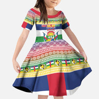 Central African Republic Christmas Kid Short Sleeve Dress Joyeux Noel - Wonder Print Shop
