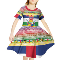 Central African Republic Christmas Kid Short Sleeve Dress Joyeux Noel - Wonder Print Shop
