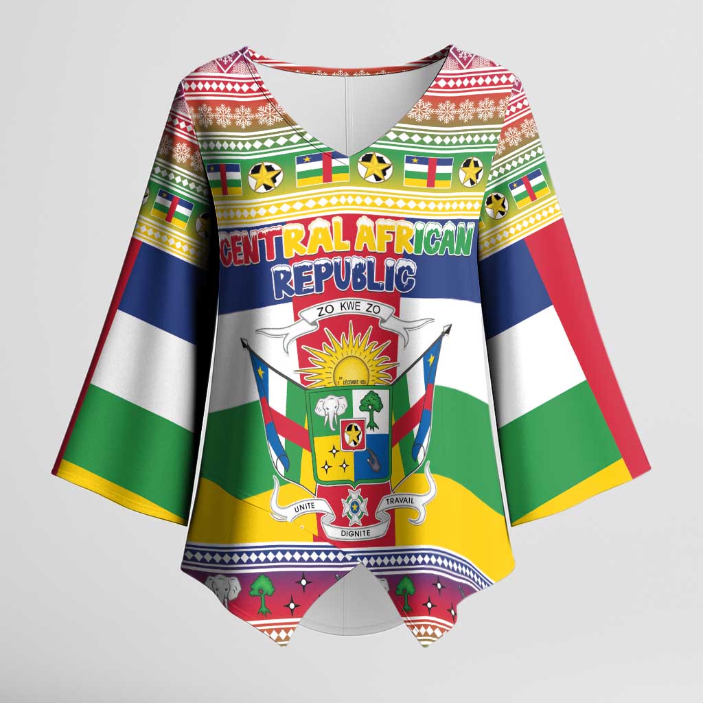 Central African Republic Christmas Kimono Sleeve Blouse Joyeux Noel - Wonder Print Shop
