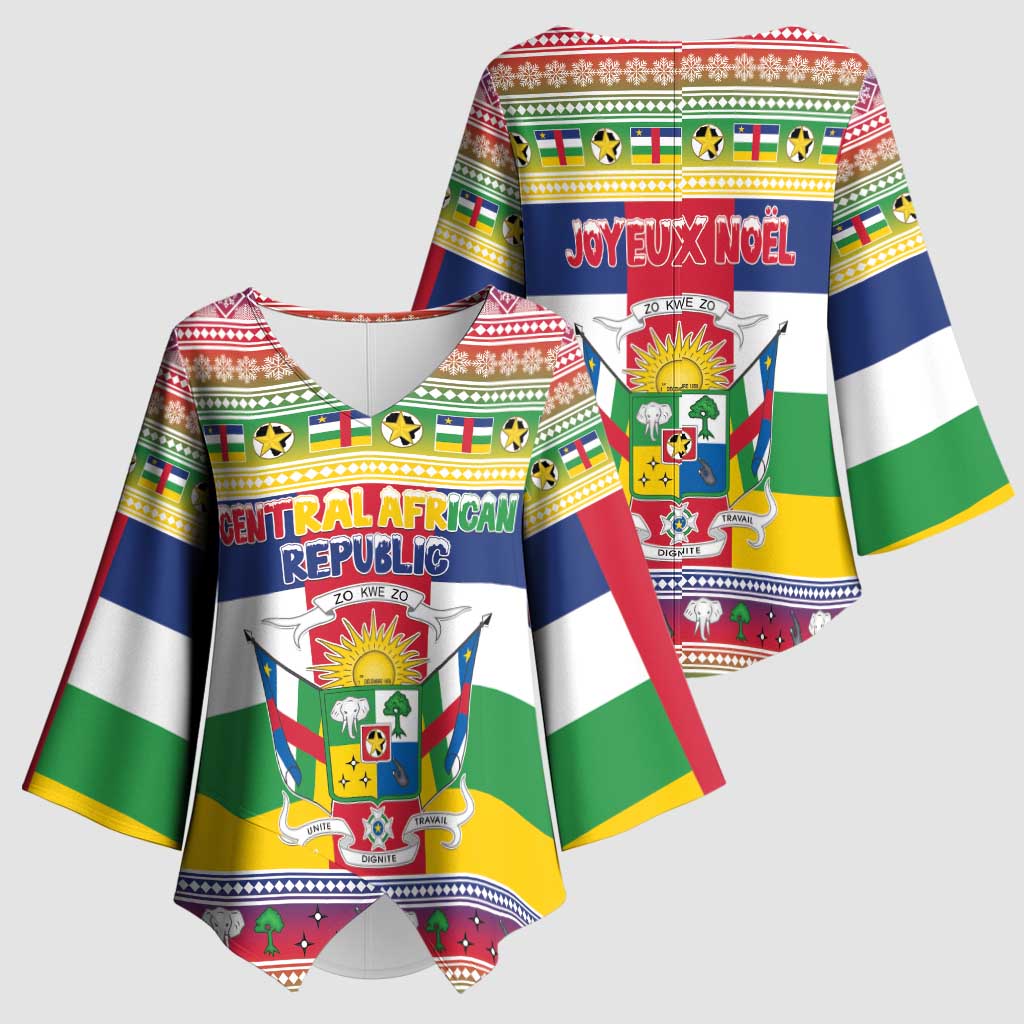 Central African Republic Christmas Kimono Sleeve Blouse Joyeux Noel - Wonder Print Shop