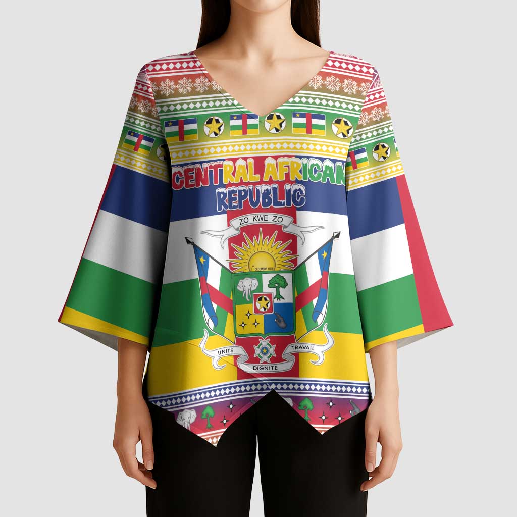 Central African Republic Christmas Kimono Sleeve Blouse Joyeux Noel - Wonder Print Shop