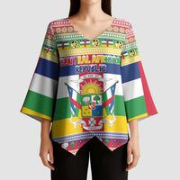 Central African Republic Christmas Kimono Sleeve Blouse Joyeux Noel - Wonder Print Shop