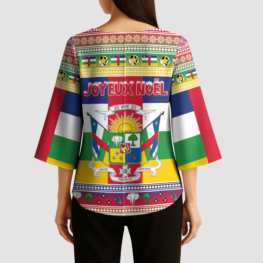 Central African Republic Christmas Kimono Sleeve Blouse Joyeux Noel - Wonder Print Shop
