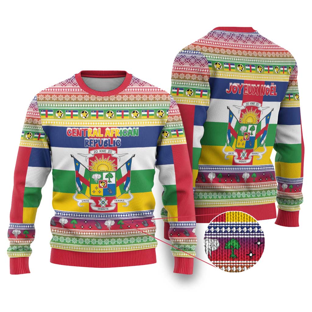 Central African Republic Christmas Ugly Christmas Sweater Joyeux Noel - Wonder Print Shop