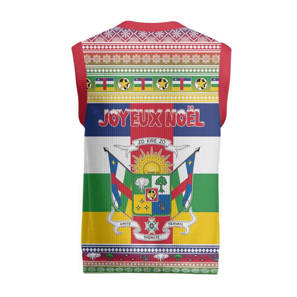 Central African Republic Christmas Knitted V-Neck Vest Joyeux Noel - Wonder Print Shop